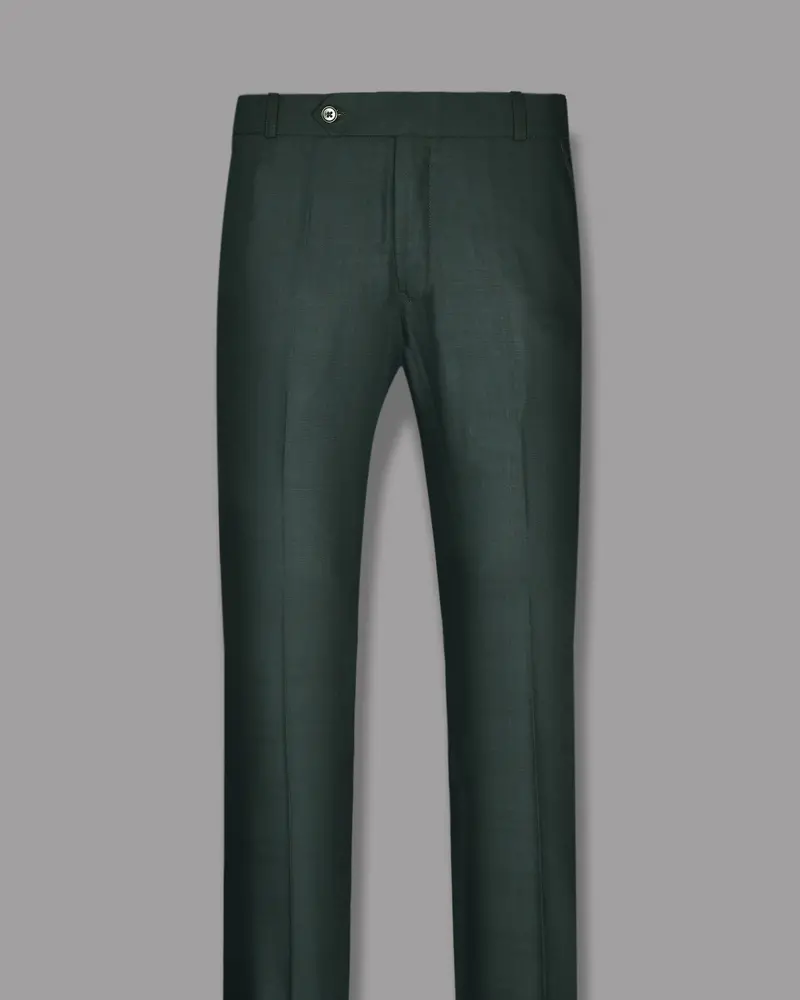 British Racing Green Subtle Windowpane Textured Pant 4