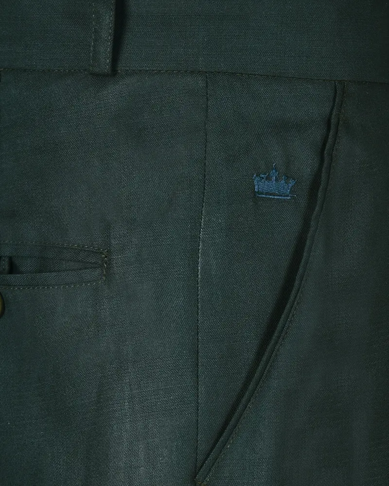 British Racing Green Subtle Windowpane Textured Pant 5
