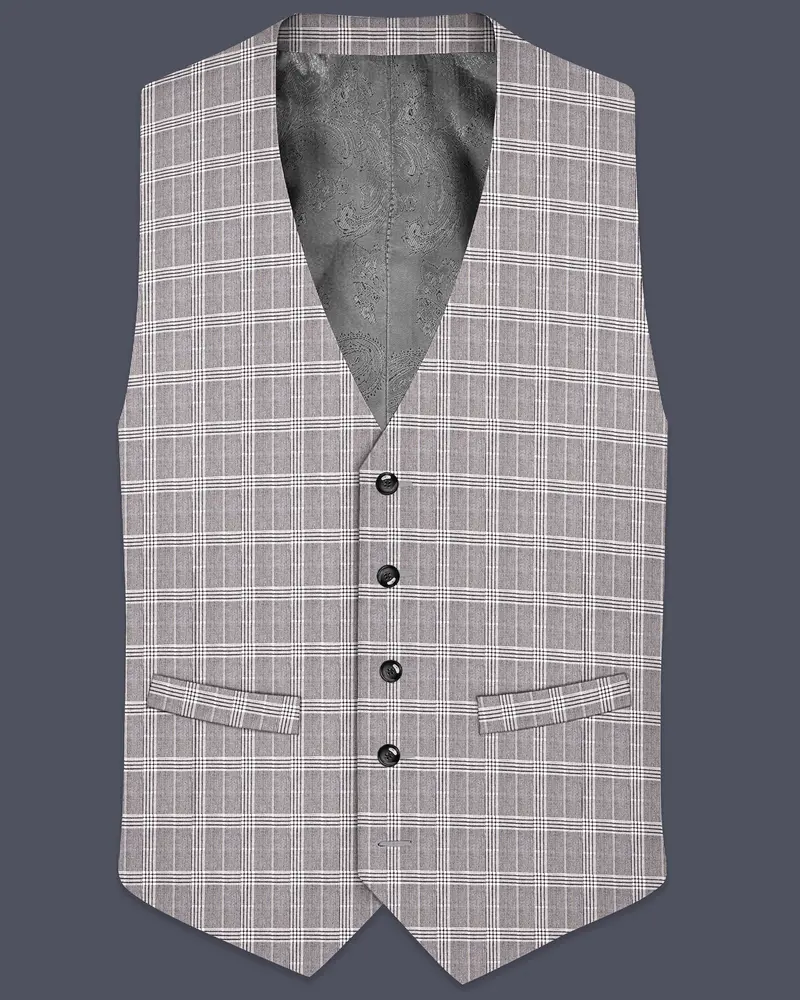 Bronco Gray And White Plaid Waistcoat 1