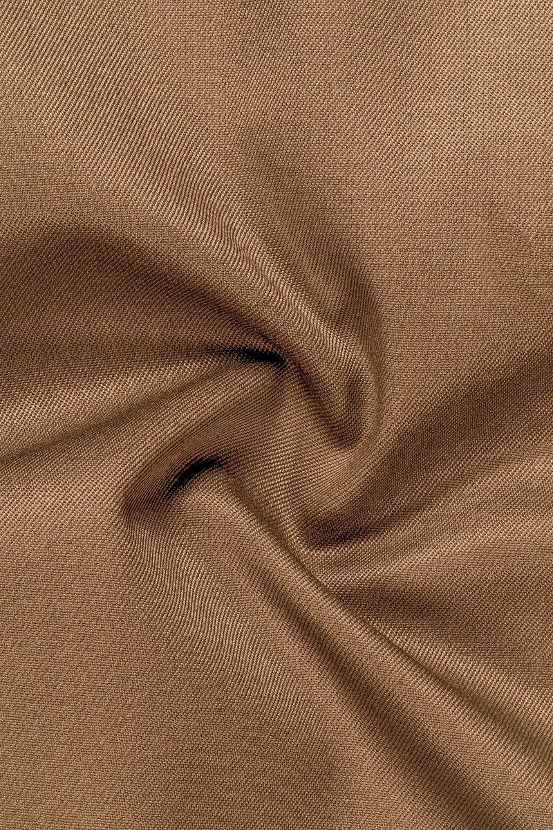 Bronze-Tawny Brown Solid Wool Rich Bandhgala Slight Stretch Blazer 3
