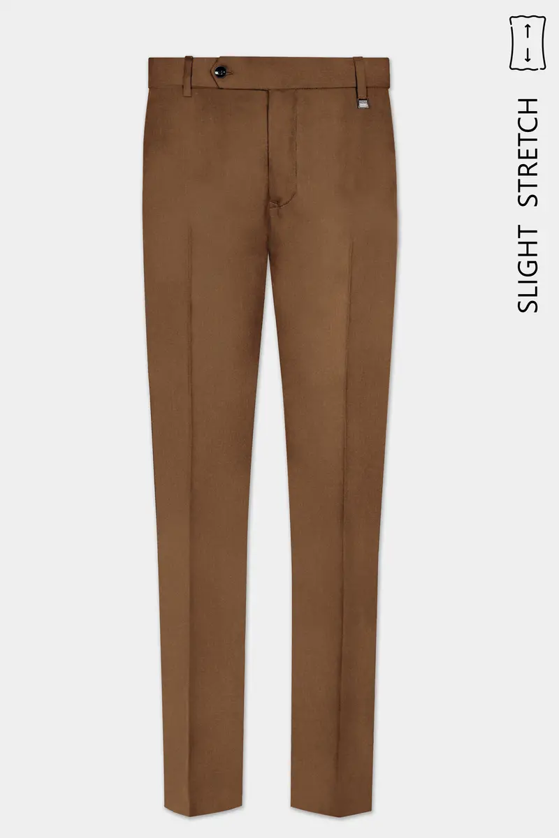 Bronze-Tawny Brown Solid Wool Rich Double Breasted Slight Stretch Suit 13
