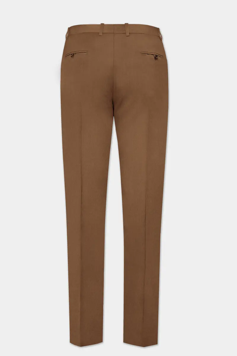 Bronze-Tawny Brown Solid Wool Rich Double Breasted Slight Stretch Suit 14