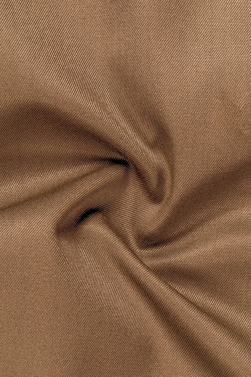 Bronze-Tawny Brown Solid Wool Rich Peak Lapel Tuxedo Slight Stretch Blazer 3