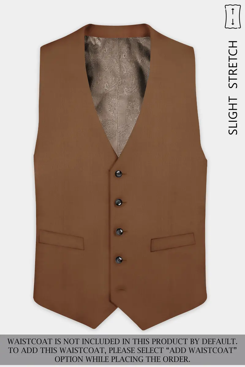 Bronze-Tawny Brown Solid Wool Rich Single Breasted Slight Stretch Suit 16