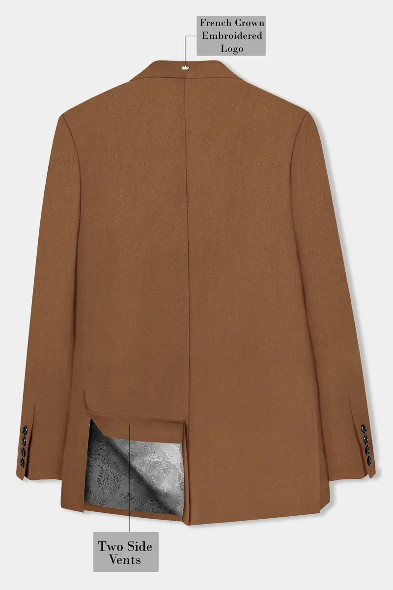 Bronze-Tawny Brown Solid Wool Rich Single Breasted Slight Stretch Suit 9