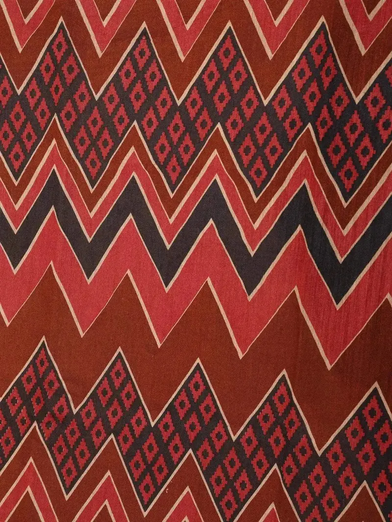 Brown Banarasi Saree With Chevron And Diamond Design On The Body With Matching Border 2