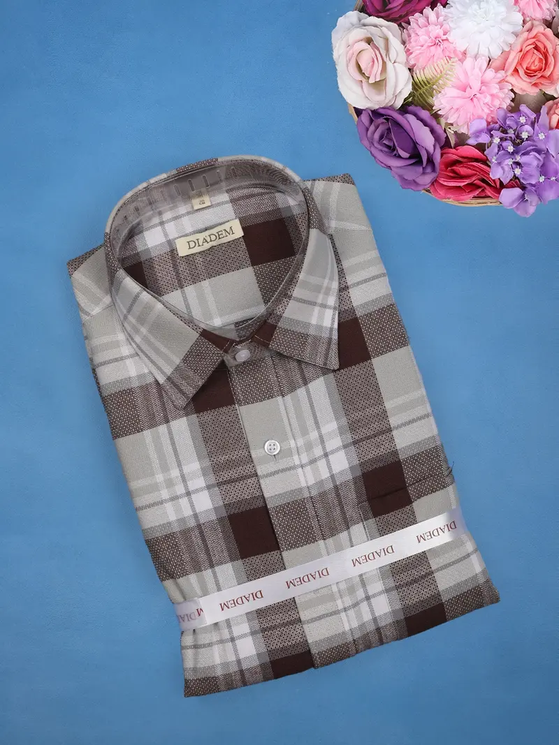 Brown Checked Design Full Sleeve Cotton Shirt 1