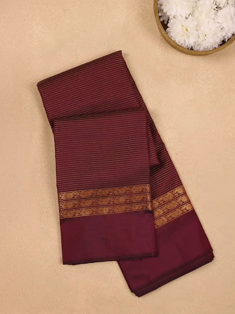 Brown Checkered Woven Pure Kanchipuram Silk Saree 1