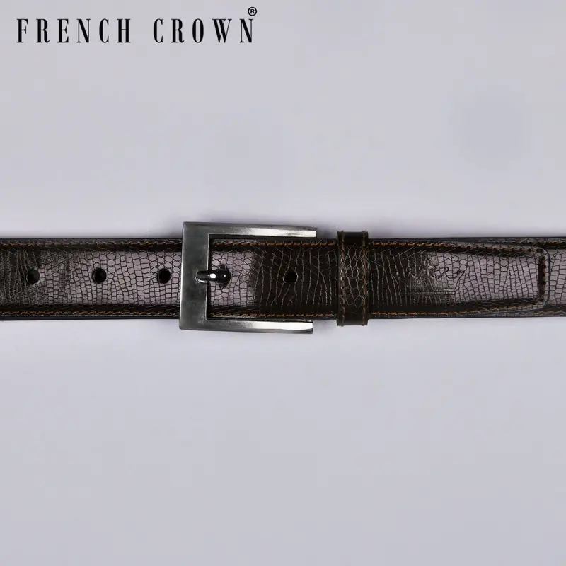 Brown Cobra Skin Textured Vegan Leather Handcrafted Belt 1