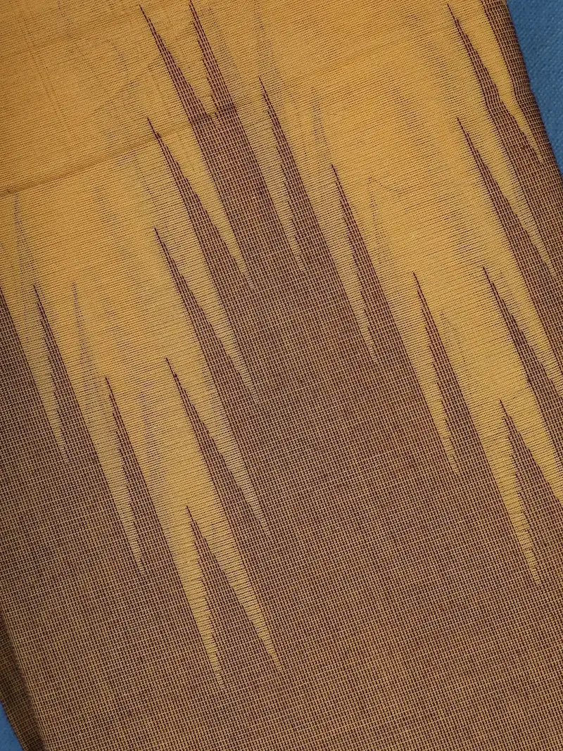 Brown Cotton Saree With Beige Dual-Tone Ikat Design Border 2
