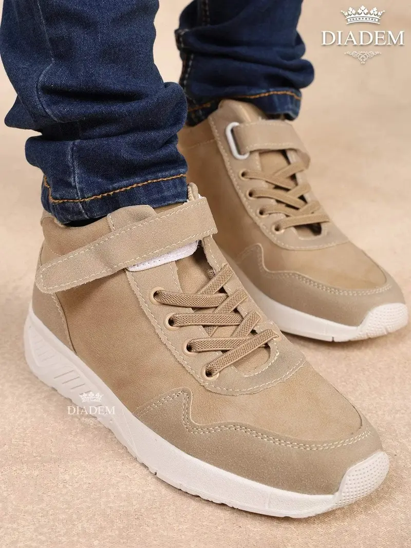 Brown Flat Velcro Sneakers For Boys 2
