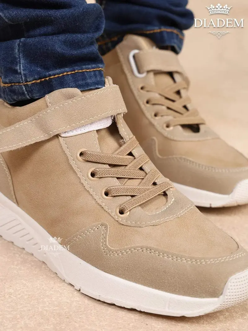 Brown Flat Velcro Sneakers For Boys 3