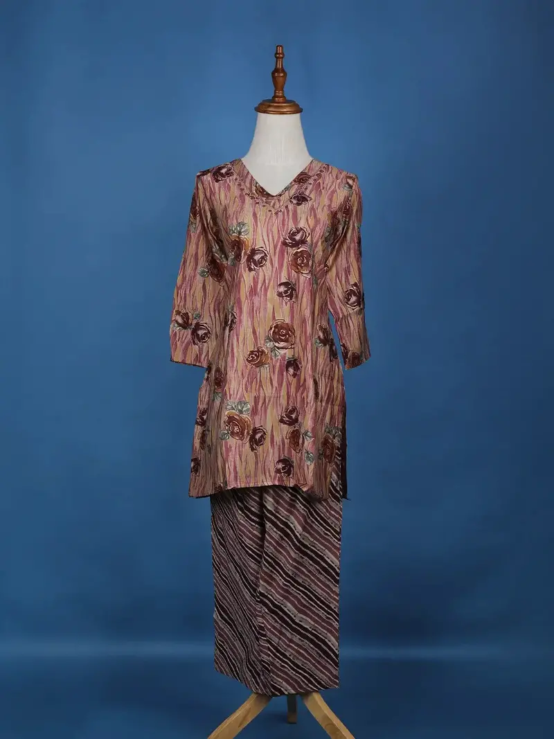 Brown Floral Designed Cotton Salwar Suit 1