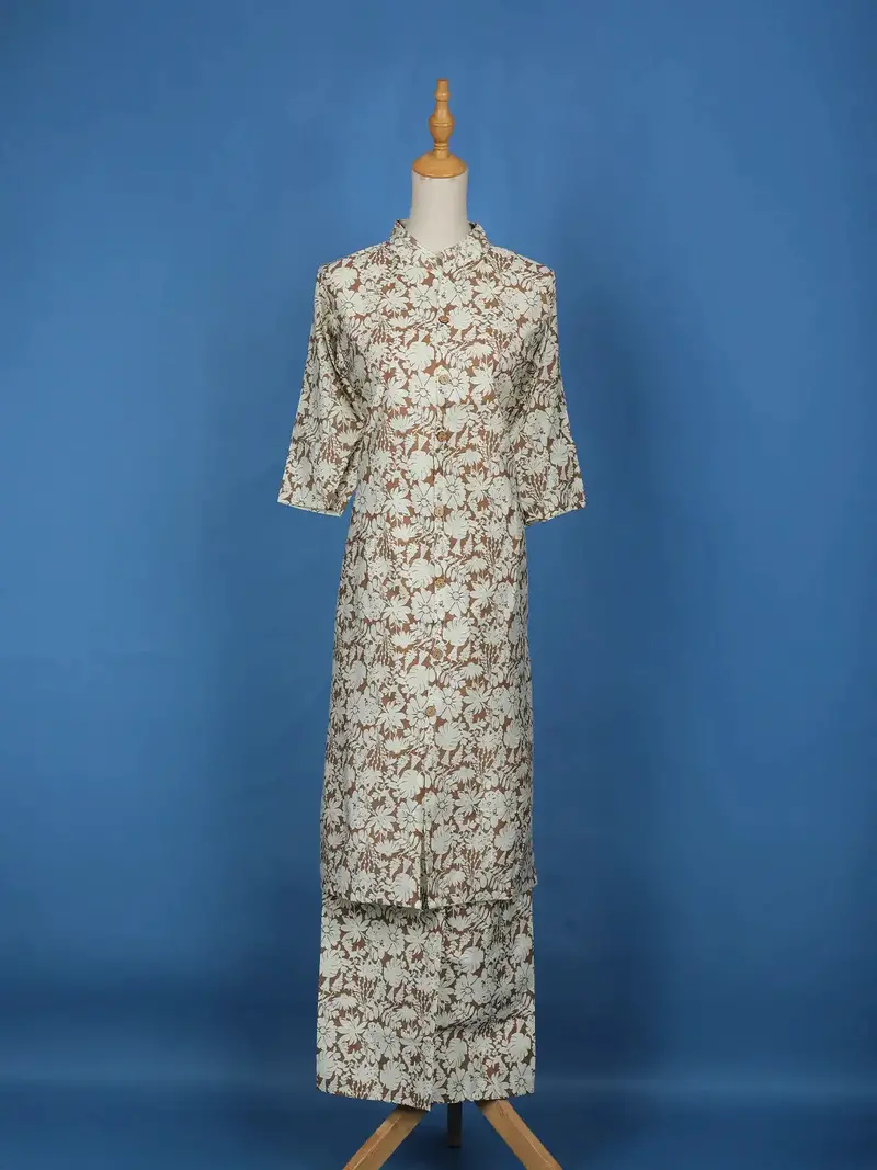 Brown Floral Designed Cotton Salwar Suit 1