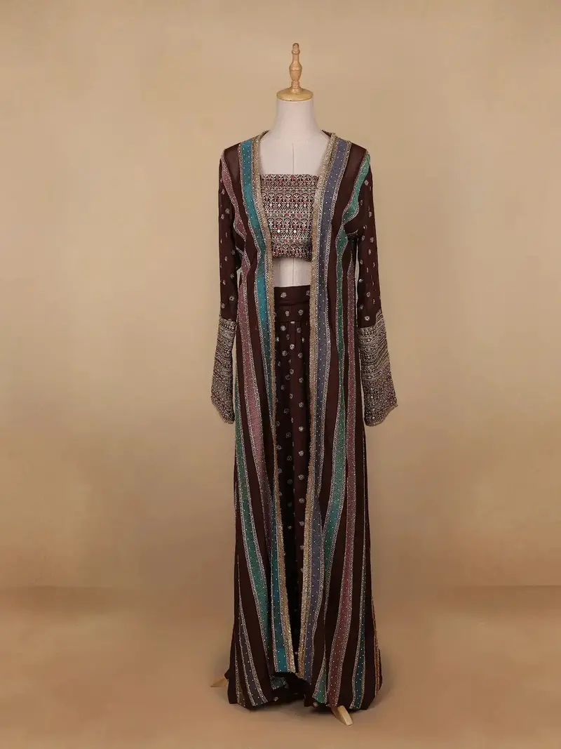 Brown Floral Designed Georgette Salwar Suit 1