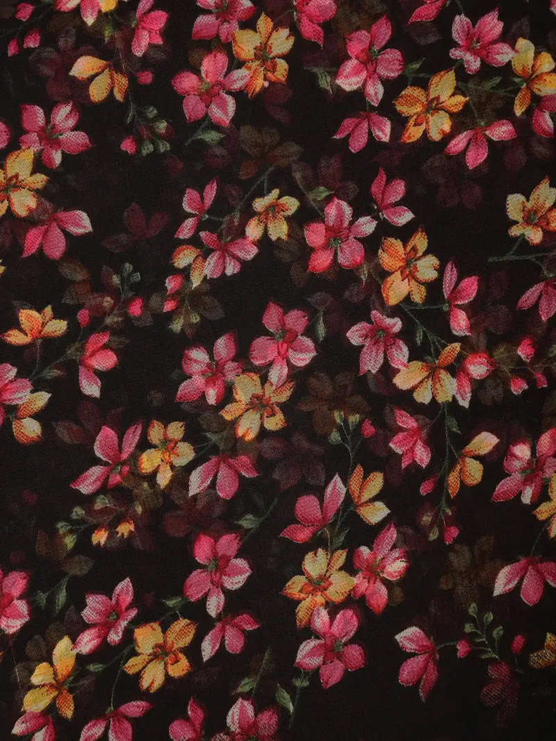Brown Floral Printed Georgette Saree 2