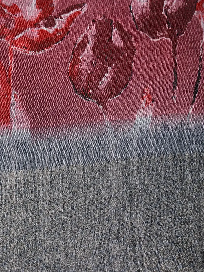 Brown Leaf Printed Raw Silk Saree 2