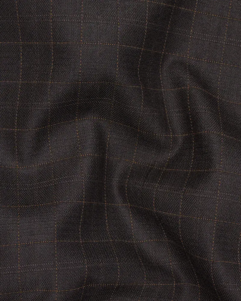 Brown Plaid Wool Rich Pant 3