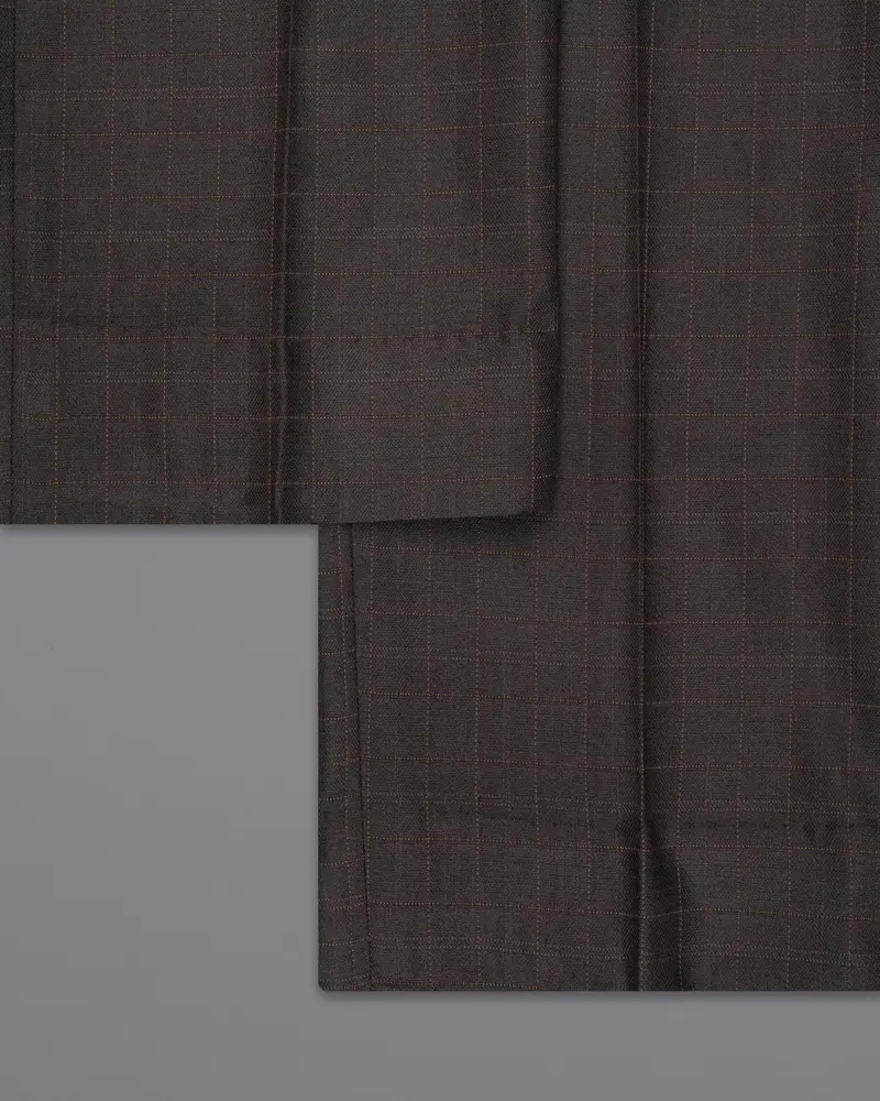 Brown Plaid Wool Rich Pant 6