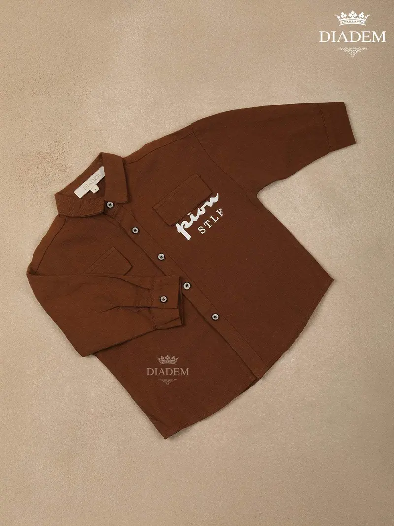 Brown Plain Full Sleeve Cotton Shirt 1