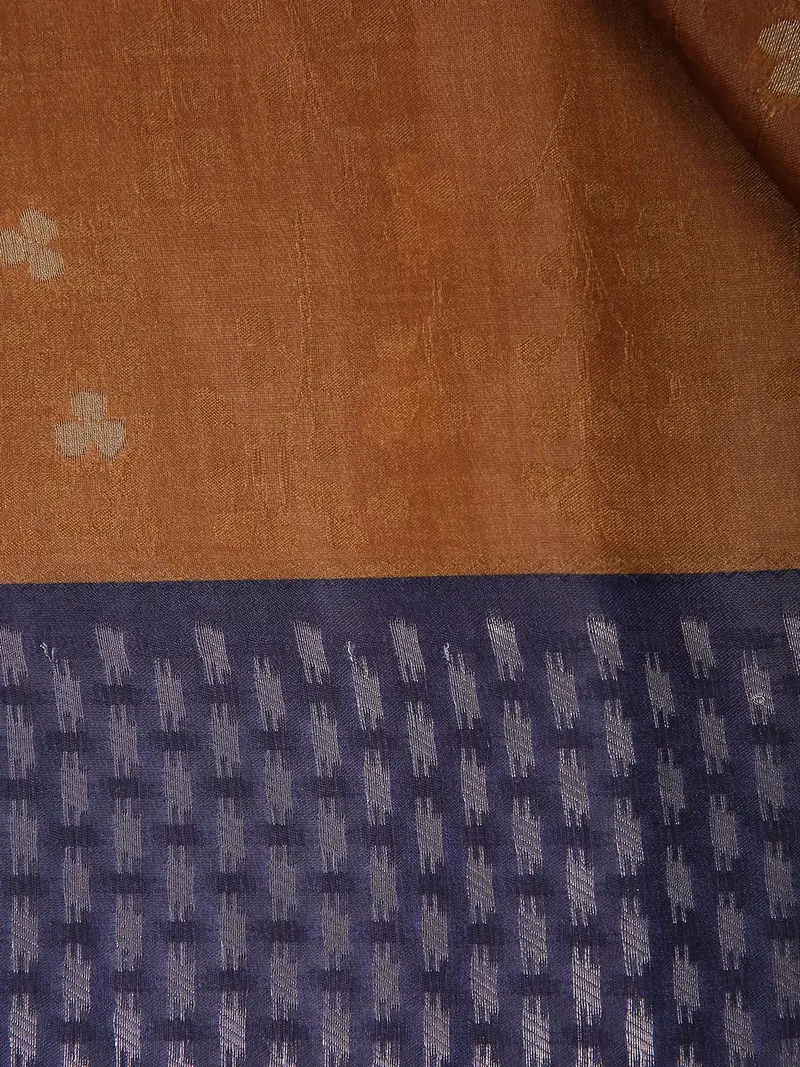 Brown Semi Tussar Silk Floral Designed Saree 2