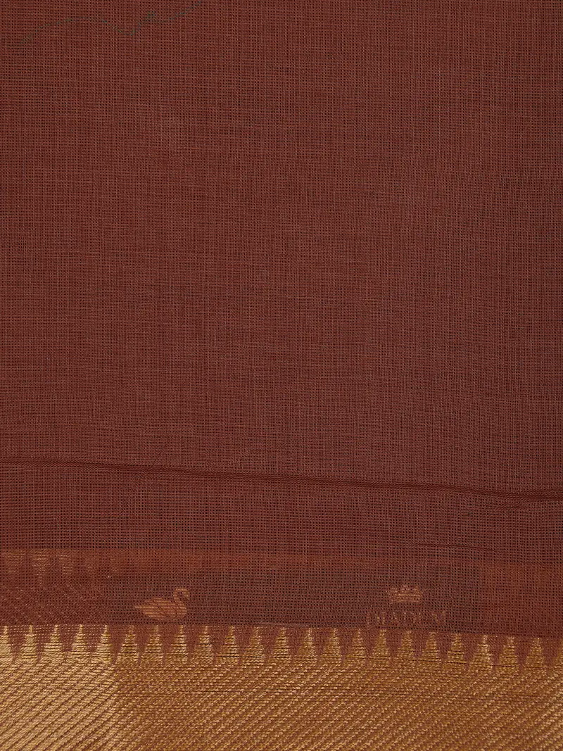 Brown Solid Design Pure Cotton Saree 2