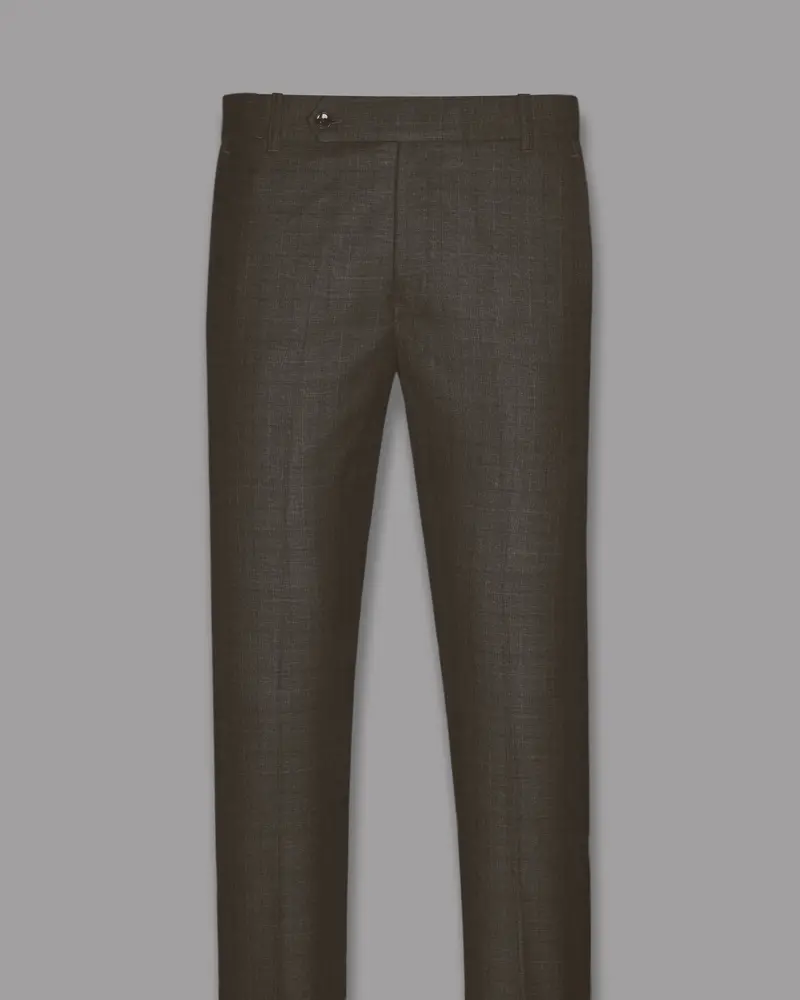Brown Subtle Plaid Wool Blend Formal Pant 4