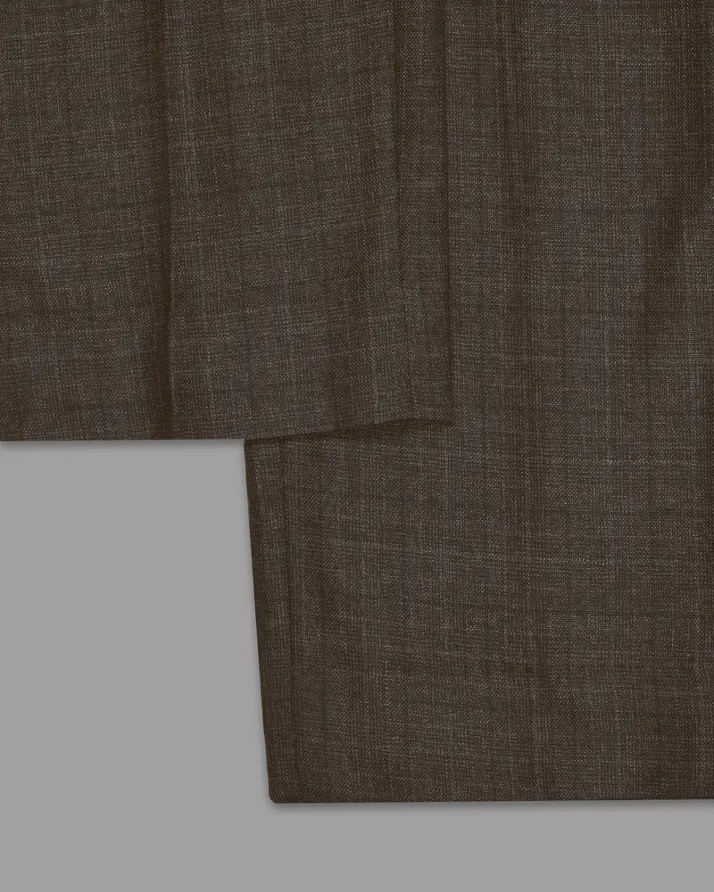 Brown Subtle Plaid Wool Blend Formal Pant 6