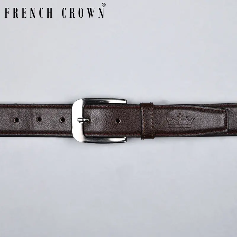 Brown Textured Vegan Leather Handcrafted Belt 1