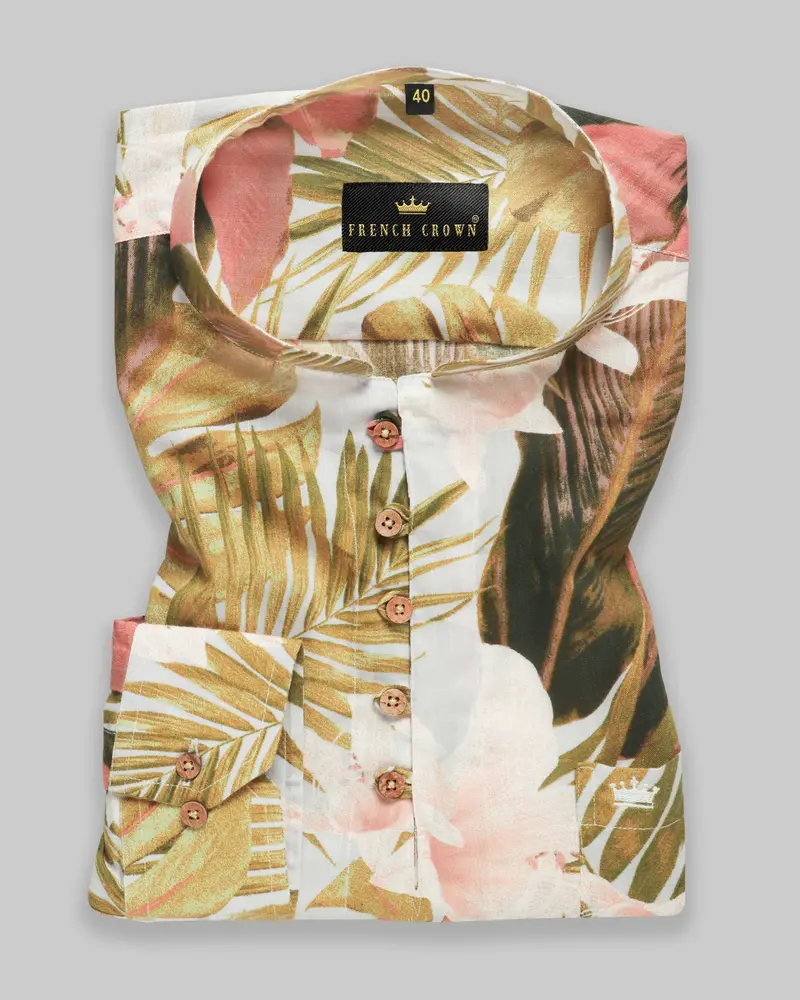 Brown Tonal Beach Print Premium Tencel Beach Kurta Shirt 4