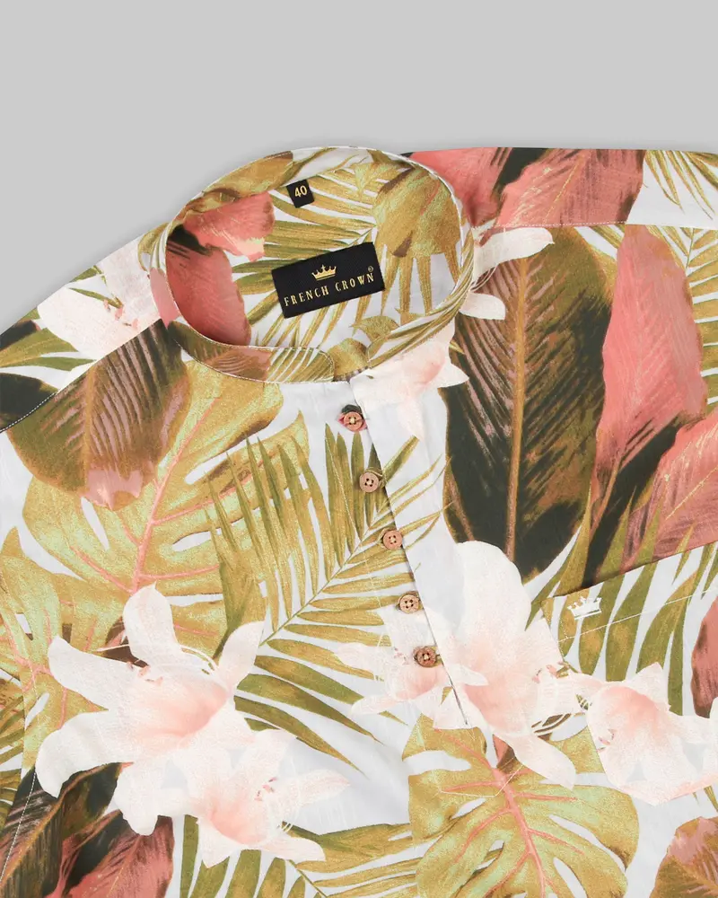 Brown Tonal Beach Print Premium Tencel Beach Kurta Shirt 6