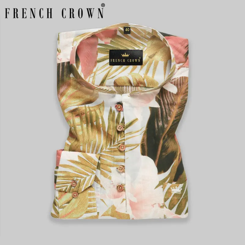 Brown Tonal Beach Print Premium Tencel Beach Kurta Shirt 9