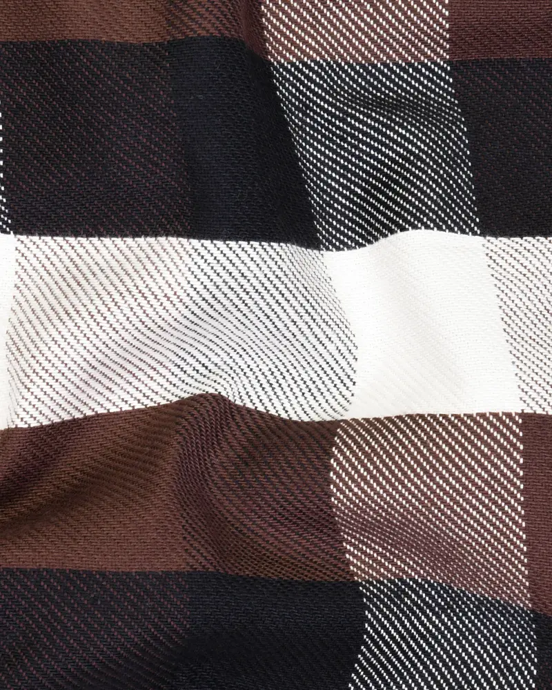 Brown With Black And Beige Checked Premium Cotton Waistcoat 3