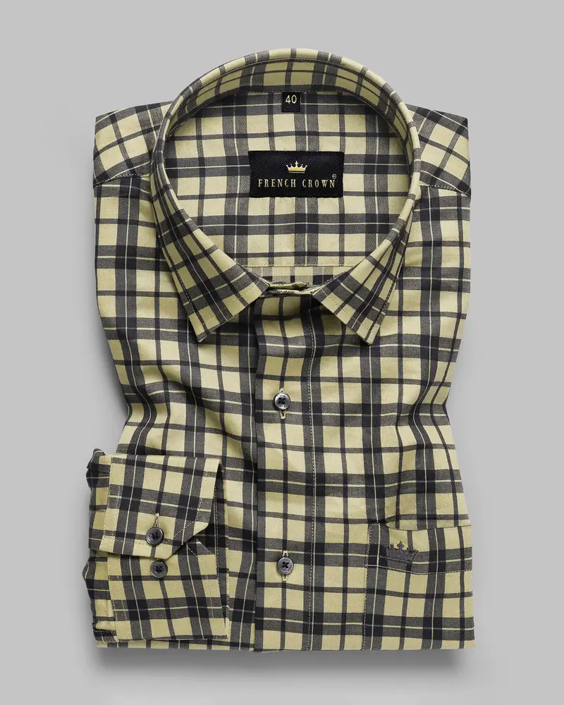 Brown With Black Plaid Premium Cotton Shirt 3