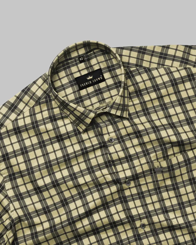 Brown With Black Plaid Premium Cotton Shirt 4