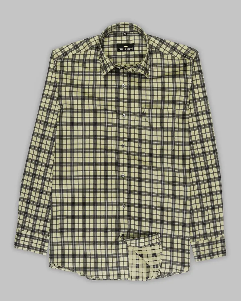 Brown With Black Plaid Premium Cotton Shirt 5