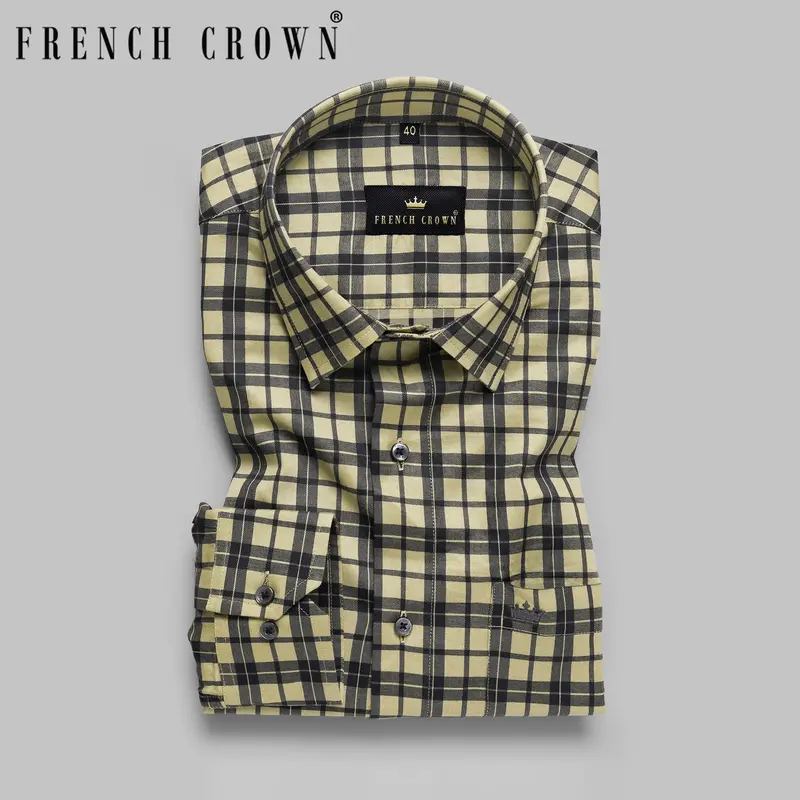 Brown With Black Plaid Premium Cotton Shirt 7