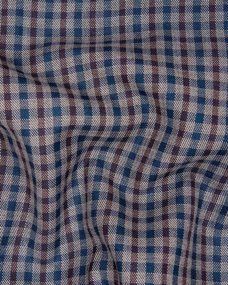 Brown With Blue Gingham Wool Rich Pant 3