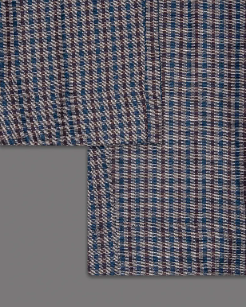 Brown With Blue Gingham Wool Rich Pant 6