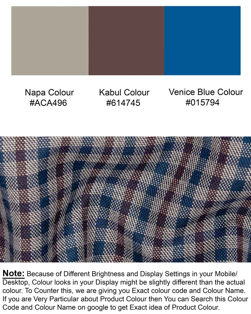 Brown With Blue Gingham Wool Rich Pant 7