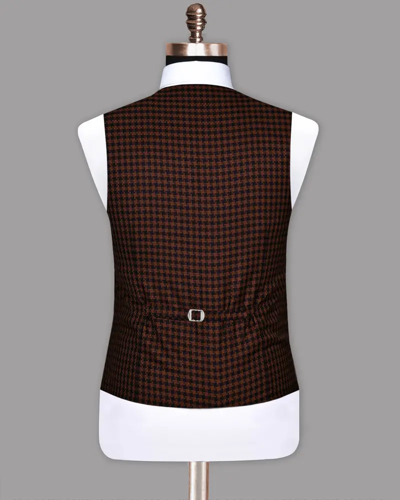 Brown With Navy Tweed Wool Waistcoat 5