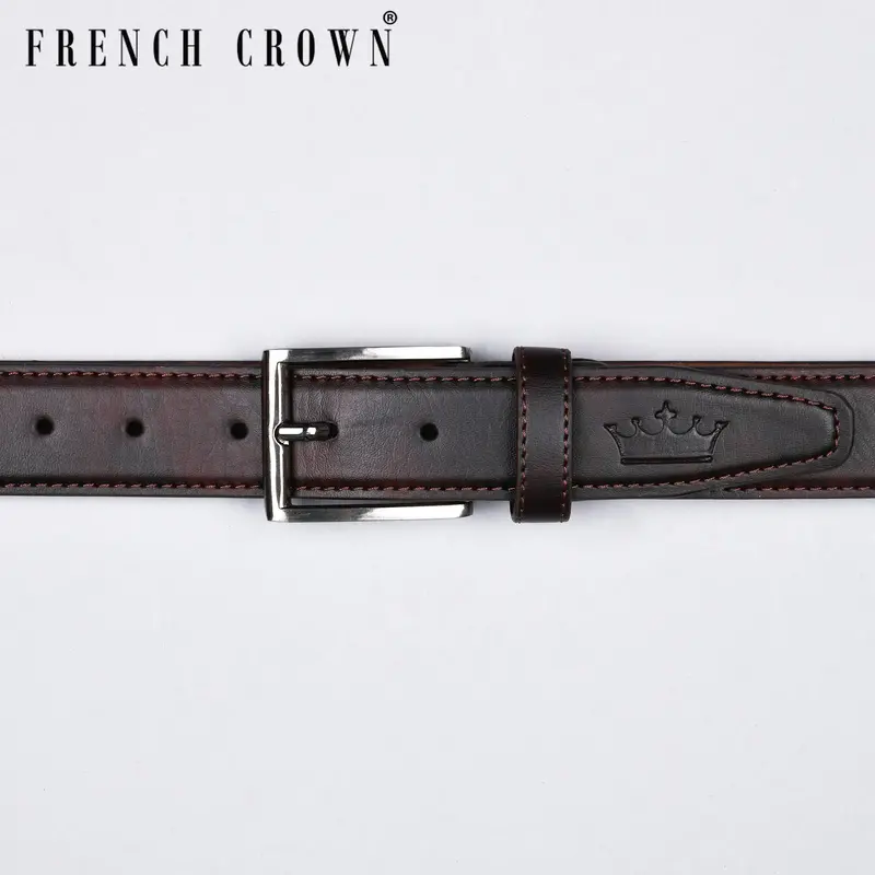 Brown With Tan Tie Dye Patterned Vegan Leather Handcrafted Belt 1
