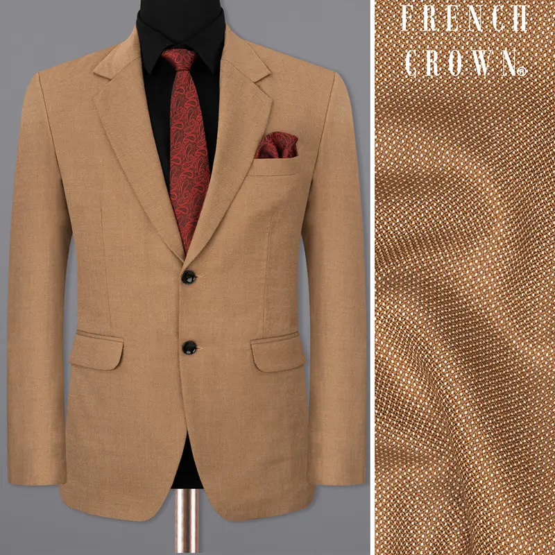Brownish Dobby Textured Blazer 1