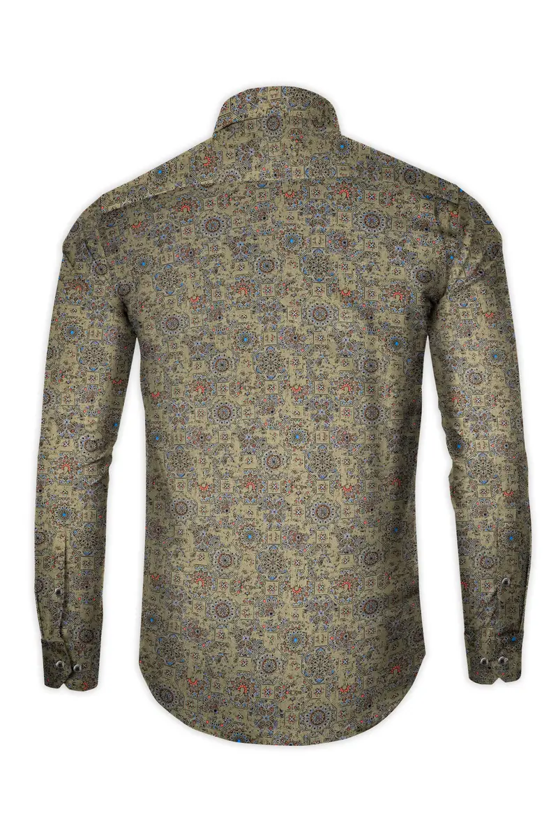 Brownish Green Printed Super Soft Premium Cotton Shirt 5