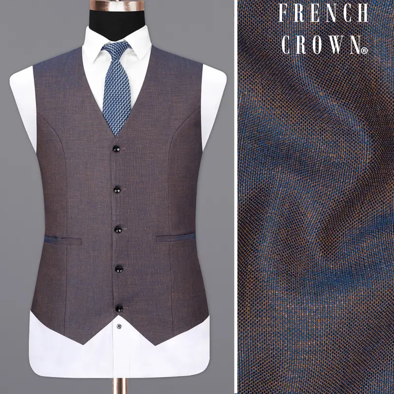 Brownish With Downriver Blue Two Tone Waistcoat 1