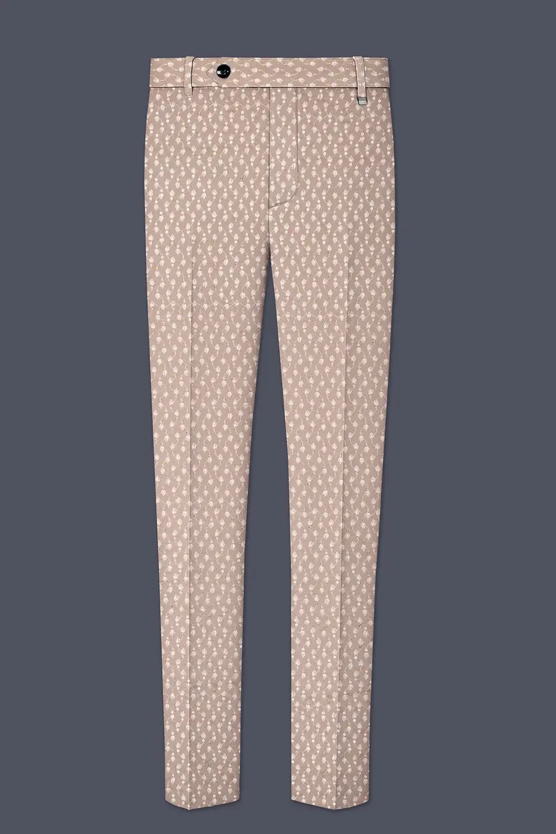 Brunora-Clam Shell Brown Embroidered Viscose Designer Stretchable Waistband Pant 2