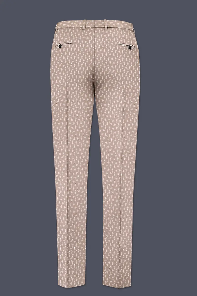 Brunora-Clam Shell Brown Embroidered Viscose Designer Stretchable Waistband Pant 5