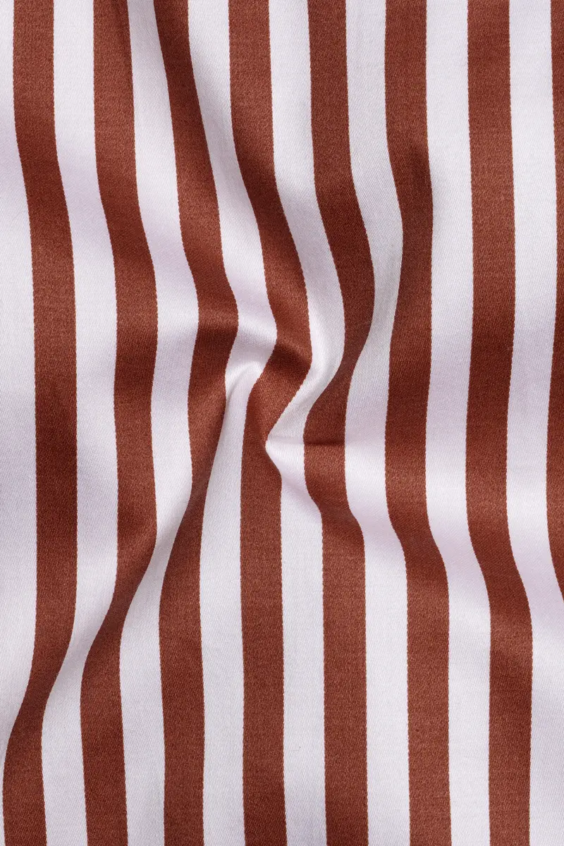 Brunoro-Ironstone Brown And Bright White Candy Striped Subtle Sheen Super Soft Premium Cotton Dress Shirt 3