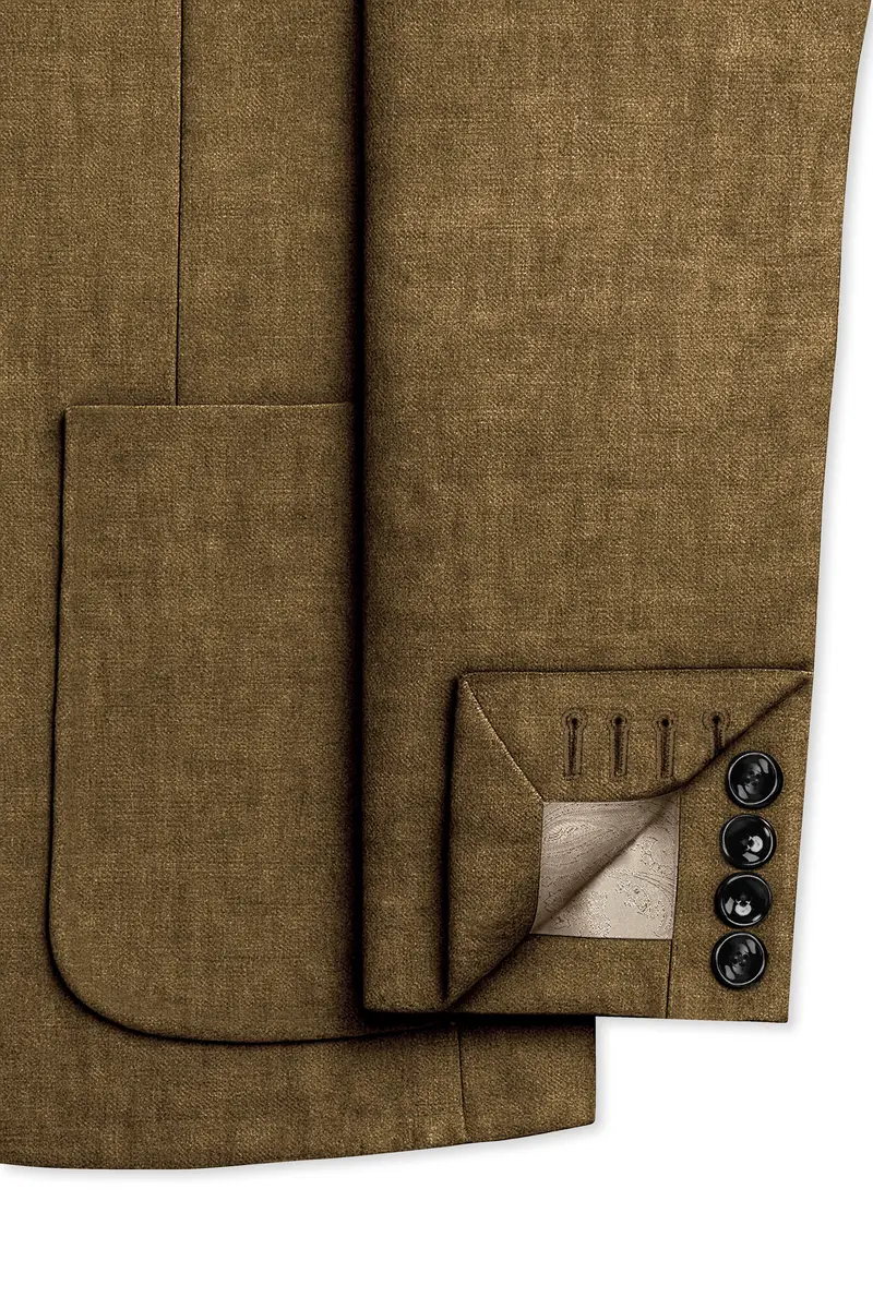 Brunoro-Khaki Luxurious Linen Single Breasted Sports Blazer 7