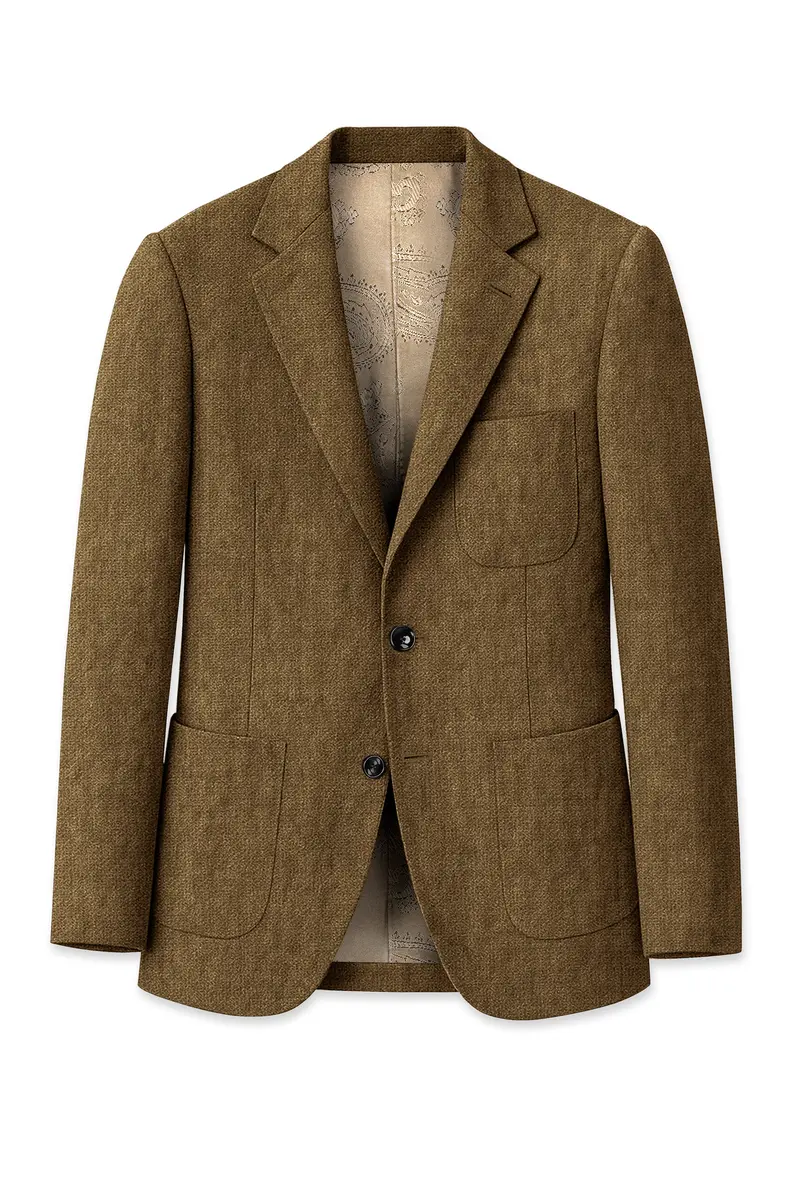 Brunoro-Khaki Luxurious Linen Single Breasted Sports Blazer 8